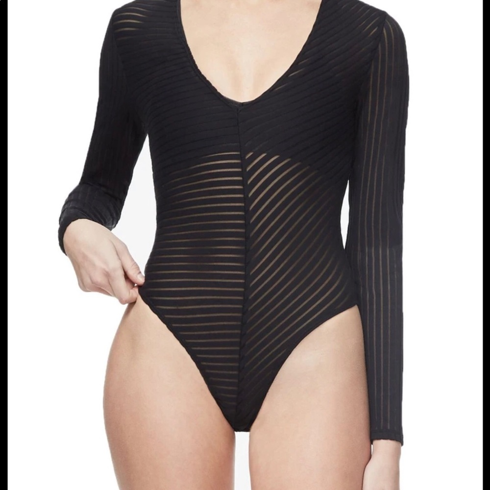 COPY - NWT Good American sheer stripe bodysuit